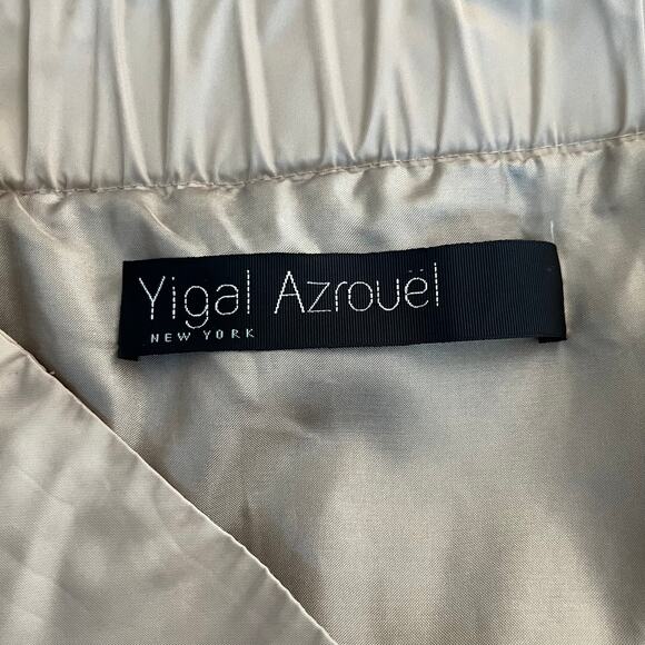 Yigal Azrouel Tan Asymmetric Ruched Side Back Elastic Waist Mini Skirt 6/Med - Picture 3 of 11